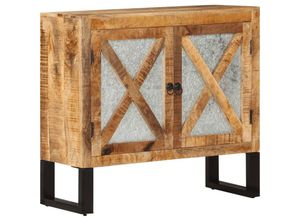 8720845903626 - Bonnevie - SideboardKommode 80x30x71 cm Massives Raues Mangoholz und Metall vidaXL