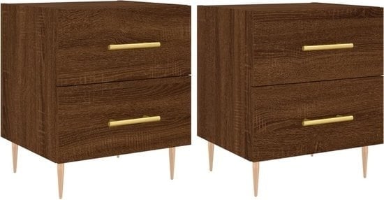 8720845908706 - vidaXL - Nachttische - 2 - Stück - 40x35x475 - cm - handgefertigt - Holz - braun - Farbe Eiche