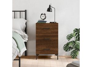 8720845912468 - Bonnevie - NachttischBeistelltisch Braun Eichen-Optik 40x40x66 cm Holzwerkstoff vidaXL