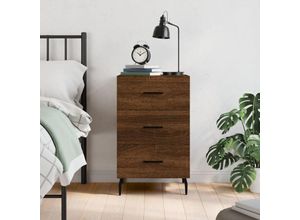 8720845912628 - Bonnevie - NachttischBeistelltisch Braun Eichen-Optik 40x40x66 cm Holzwerkstoff vidaXL