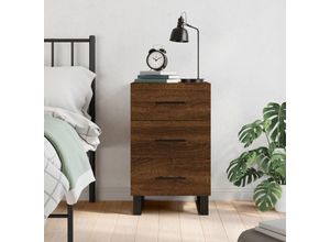 8720845912703 - Bonnevie - NachttischBeistelltisch Braun Eichen-Optik 40x40x66 cm Holzwerkstoff vidaXL