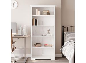 8720845914196 - Bonnevie - BücherregalStandregal bodo Weiß 80x38x180 cm Massivholz Kiefer 5 Fächer vidaXL