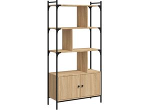 8720845915575 - Bücherregal，Standregal mit Tür Sonoma-Eiche 765x30x1545 cm Holzwerkstoff vidaXL