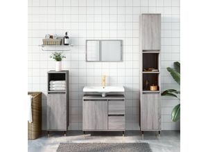 8720845935863 - Bonnevie - 3-tlg Badmöbel-SetBadezimmermöbel Grau Sonoma Holzwerkstoff vidaXL