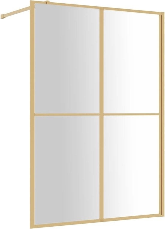 8720845942007 - vidaXL - Begehbare Duschabtrennung - transparent - 140x195 - cm - ESG - Glas - goldfarben