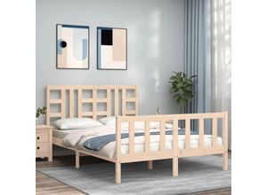 8720845971519 - Bonnevie - MassivholzbettSchlafzimmerbettDoppelbett mit Kopfteil 160x200 cm vidaXL