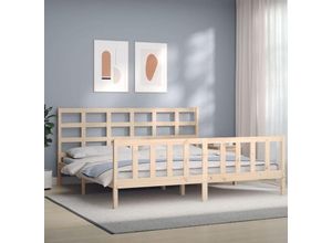 8720845972912 - Bonnevie - MassivholzbettSchlafzimmerbettDoppelbett mit Kopfteil 200x200 cm vidaXL