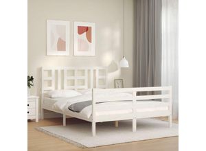 8720845990923 - Bonnevie - MassivholzbettSchlafzimmerbettDoppelbett mit Kopfteil Weiß 140x200 cm vidaXL