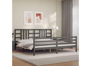 8720845991135 - Bonnevie - MassivholzbettSchlafzimmerbettDoppelbett mit Kopfteil Grau 200x200 cm vidaXL