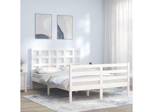 8720845991579 - Bonnevie - MassivholzbettSchlafzimmerbettDoppelbett mit Kopfteil Weiß 140x200 cm vidaXL