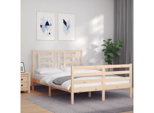 8720845998516 - MassivholzbettSchlafzimmerbett mit Kopfteil 140x190 cm vidaXL757002