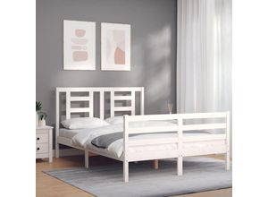 8720845998677 - Massivholzbett，Schlafzimmerbett，Doppelbett mit Kopfteil Weiß 120x200 cm vidaXL