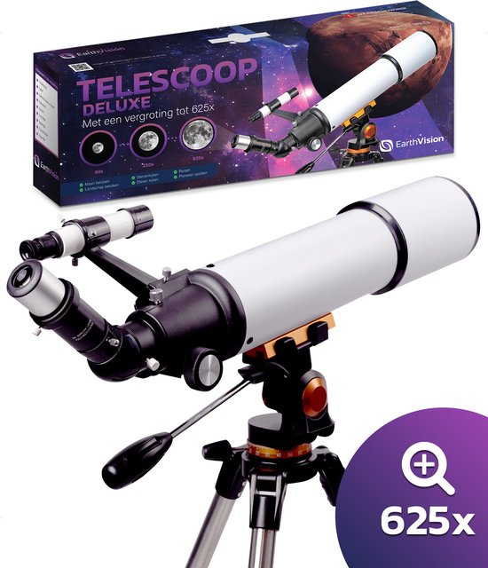 8720865025094 - Teleskop Deluxe - Professionelles Teleskop - 625x Vergrößerung - Astronomie - Nachtsichtgerät - Sternenkunde - Wasserdicht - Weiß