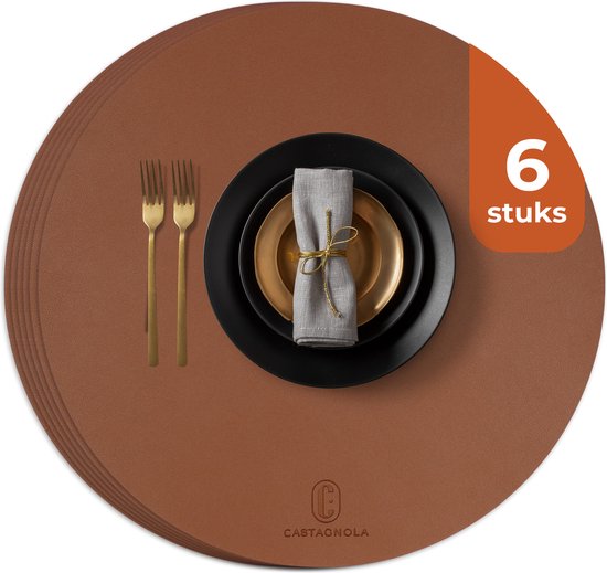 8720865397542 - Tischsets in Lederoptik - Runde Tischsets - Rutschfestes Kunstleder-Tischset - Wasserabweisende Untersetzer - Untersetzer - 6 Stück - Durchmesser 38 cm - Braun 8720865397542 - Tischsets in Lederoptik - Runde Tischsets - Rutschfestes Kunstleder-Tischset - Wasserabweisende Untersetzer - Untersetzer - 6 Stück - Durchmesser 38 cm - Braun