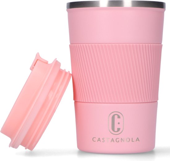8720865397849 - Thermos Cup - Kaffeebecher To Go - Reisebecher für Kaffee und Tee - Teebecher - 380 ML - Edelstahl - Pink