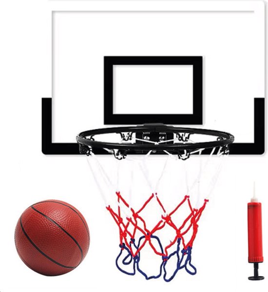 8720865482149 - Mini-Basketball-Set - 46x30cm - Inkl Basketball und Pumpe - Basketballring - Für über der Tür oder an der Wand - Mini-Basketballkorb - Mini-Basketballbrett