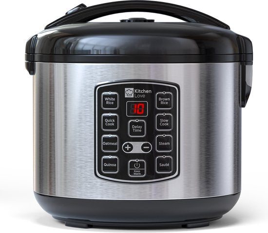 8720865541303 - Reiskocher mit Dampfgarer - 08L - Multikocher - Reiskocher - Slow Cooker - 1 bis 3 Personen - Schwarzer Edelstahl