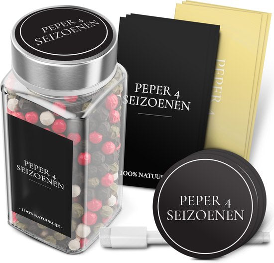 8720865582429 - Herb Stickers for Jars - Kräuteretiketten - Etiketten Kräuter - Niederländisch - 144 Kräuterarten - Transparent & Schwarz