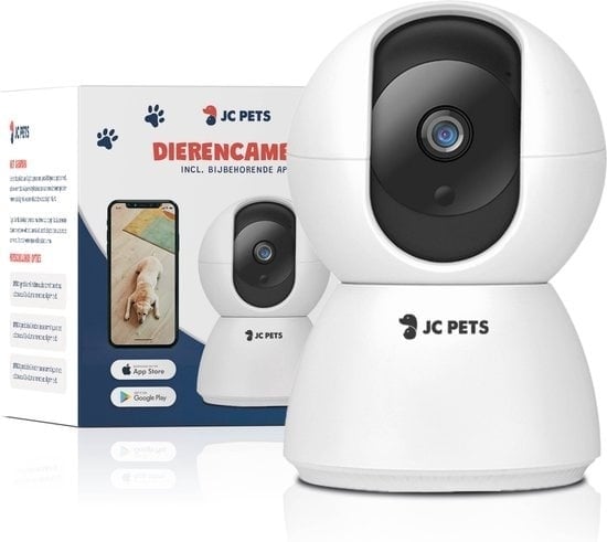 8720865962078 - JC Pets Haustierkamera 3MP 2048 x 1536P - 360° Hundekamera und Sicherheitskamera mit Wifi - Multifunktionale Babykamera mit App