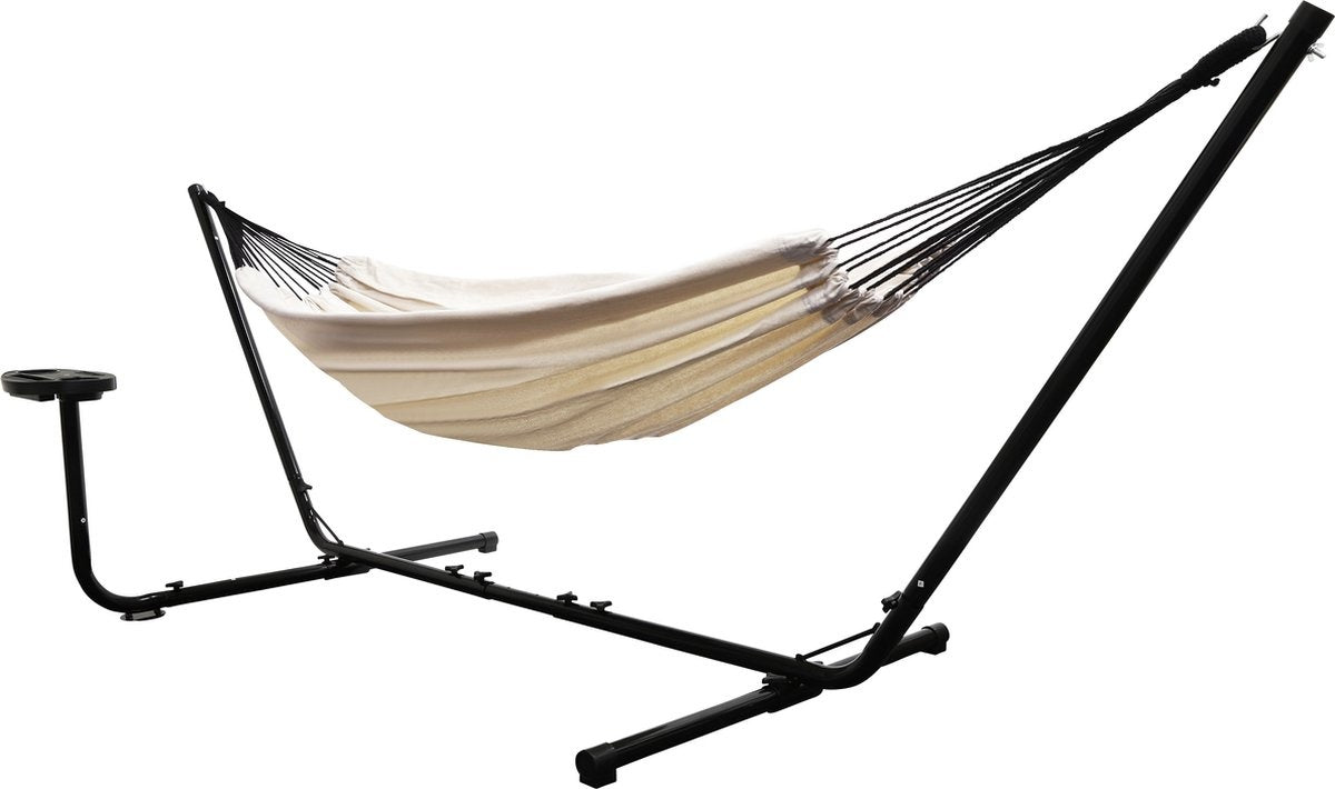 8720872930145 - Niceey Hangmat met Standaard â€šÃ„Ã¬ 2 Persoons â€šÃ„Ã¬ Incl Bekerhouder â€šÃ„Ã¬ 250kg - Beige