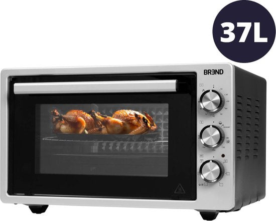 8720892192547 - BR-2210 Freistehender Elektrobackofen - 37 Liter - Mini-Backofen - 1500W - mit Selbstreinigungsfunktion - 90 min Timer - inkl Zubehör - bis zu 240 Grad - rostfreier Stahl