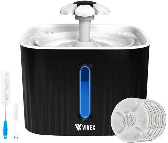 8720892262806 - Vivex® Trinkbrunnen - Trinkbrunnen für Katzen und Hunde - Inkl 5 Filter und Reinigungswerkzeug - Leise wie ein Mäuschen
