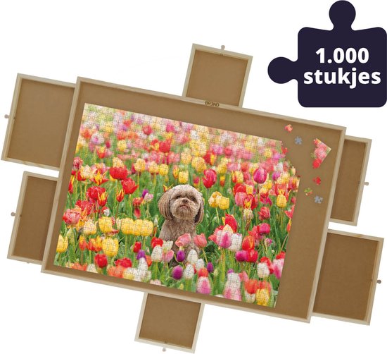 8720892329448 - BR-2216 Puzzlebrett mit 6 Schubladen - Puzzlebrett   Puzzletisch für 1000 Teile - inklusive Abdeckplatte
