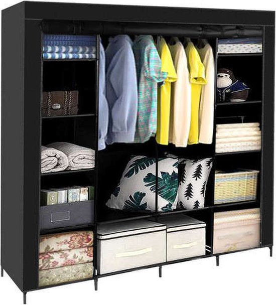 8720892374325 - Kleiderschrank - 170x45x170cm - XXL - Campingschrank - Schlafzimmer - Faltbarer Kleiderschrank - Tragbarer Kleiderschrank - Kompakter Aufbewahrungsschrank - Garderobenschrank