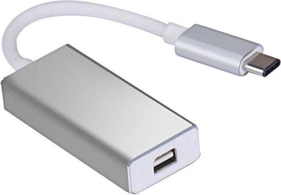 8720908590169 - USB C zu Mini Displayport Adapter - Unterstützt 4K @30Hz - Konverter - Typ C zu mini DP - Thunderbolt 3 - Silber Grau