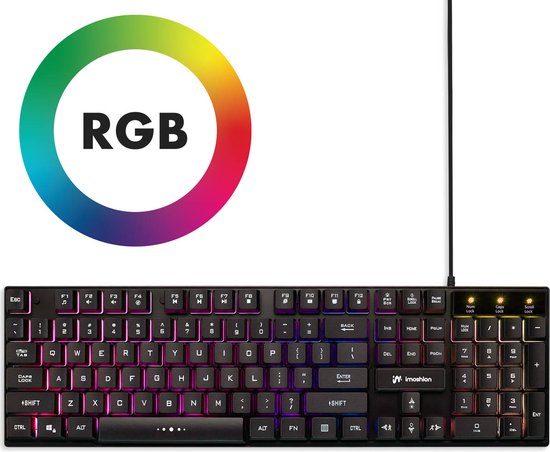 8720922147998 - iMoshion Gaming-Tastatur mit RGB-Beleuchtung - QWERTY-Tastatur mit Kabel - Mechanische Tasten - USB-A-Anschluss - Schwarz