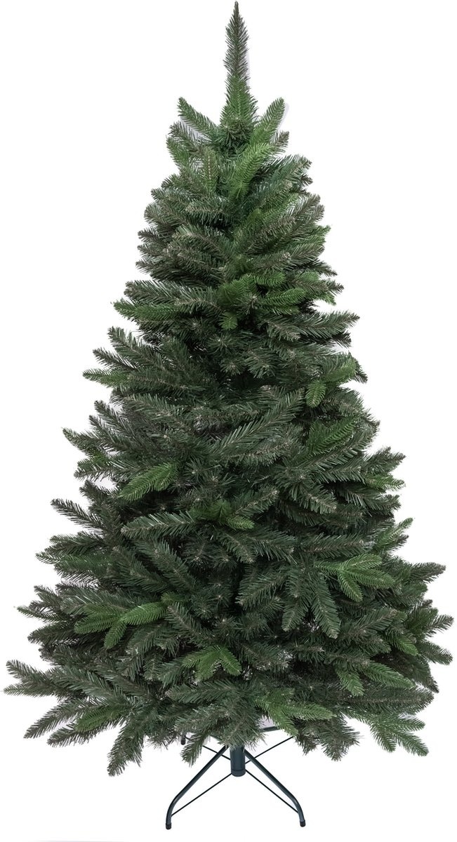 8720929474578 - PristinePine Full Artificial Christmas Tree 210 cm - Robuster Weihnachtsbaum - Metallsockel - Schnell aufzustellen - 30 Jahre