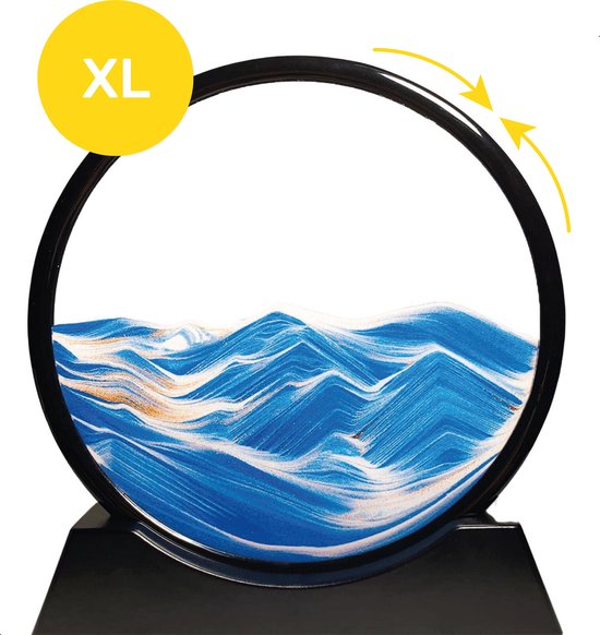 8720929620586 - Sandkunst XL - Blau - Durchmesser von 30cm - 360° - Sandkunst - Im Glas - Sanduhr - Dekoration - Bewegte Sandkunst