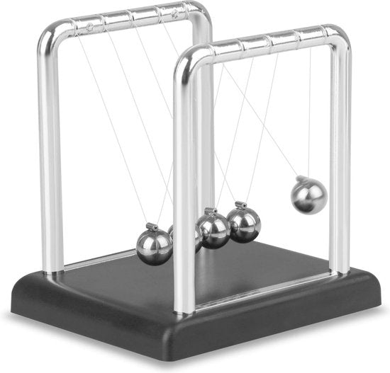 8720929621118 - Newtons Cradle - Premium-Schreibtisch-Accessoire - Schwarz und Chrom -