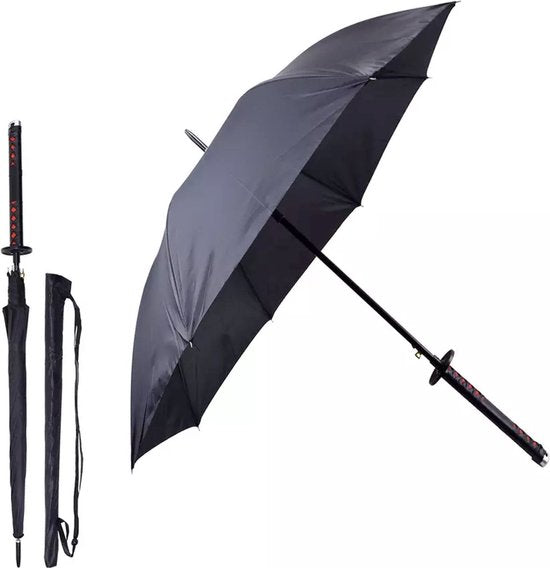 8720929621972 - LBB - Dämonentöter - Katana Regenschirm - Schwarz - Samurai Regenschirm - Katana - Schwert - Regenschirm