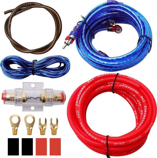 8720929624270 - Kabelsatz für Auto-Subwoofer und Verstärker - Kabelsatz - Kompletter Audio-Kabelsatz - Geeignet für Car Sound Systeme