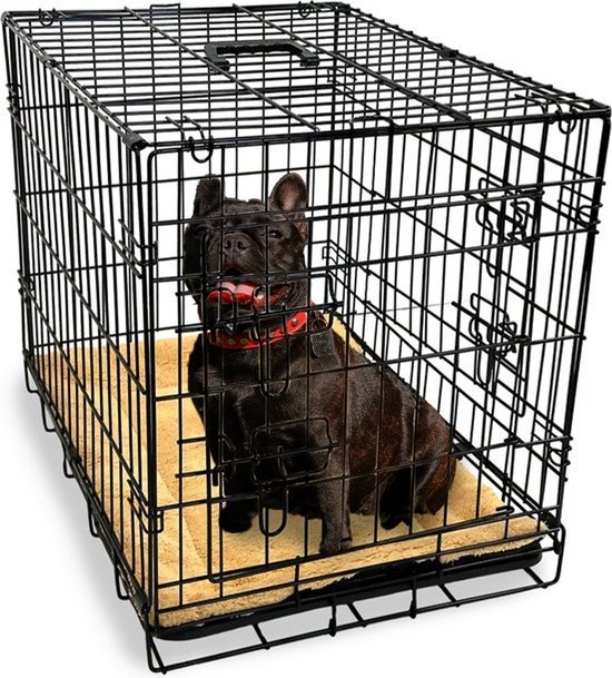 8720938245107 - Gopets Hundebank faltbar M - Sitzbank - Für Hunde - Inkl Hundekissen - 2 Türen - 76 x 48 x 53 cm