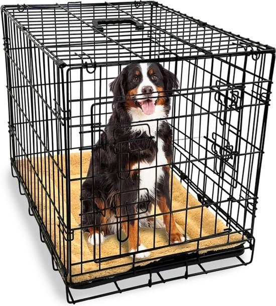 8720938245121 - Gopets Hundebank faltbar XL - Bank - Für Hunde - Inkl Hundekissen - 2 Türen - 107 x 71 x 76 cm