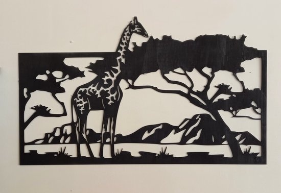 8720938313028 - Wanddekoration - aus Afrika - Giraffe - Holz - XXL - L115 cm H 70cm