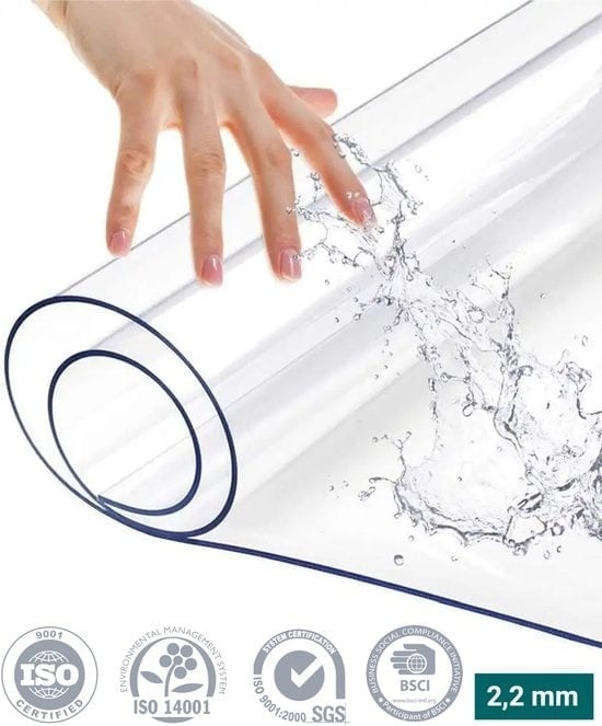 8720938482137 - HOMEWELL Tischschutz Transparent Glas Klar 90x200cm - Transparente Tischdecke - Tischtuch - Rutschfest und hitzebeständig - 22 mm