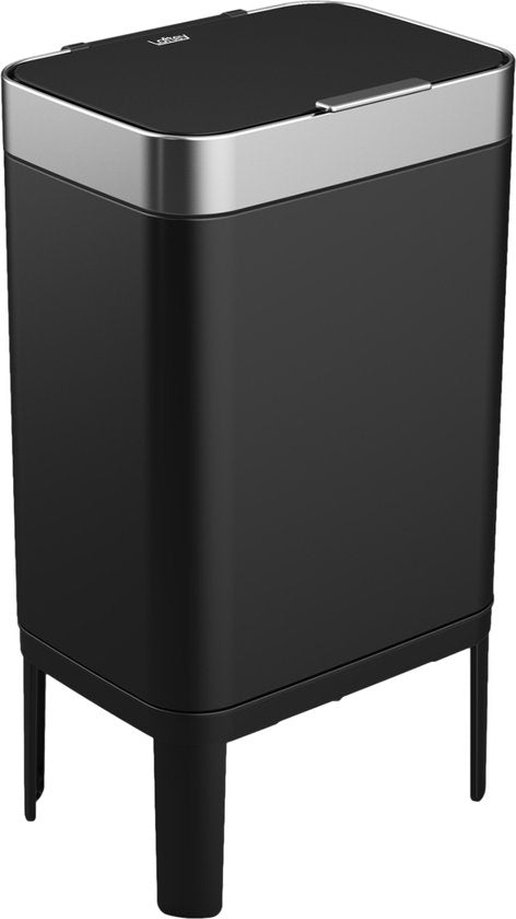 8720938923111 - Mülleimer 60 Liter - Push touch Mülleimer - Duo Mülleimer mit Inneneimer - Mülleimer 2 Fächer - Mülltrennung 2x30L - Küche - Schwarz RVS