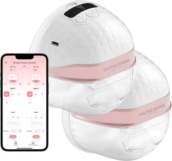 8720938984303 - Vulpes Goods® BabyCare - Doppelte elektrische kabellose Milchpumpe - Freihändig & tragbar - mit APP-Steuerung - BPA-frei - PRO V2