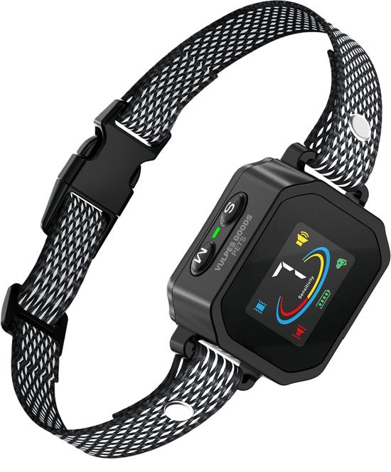 8720938984372 - Vulpes Goods® Pets - Anti-Bell-Halsband PRO v2 - Bellhalsband für Hunde - wiederaufladbar & automatisch - Vibration & Audio - Farbdisplay - 100% wasserdicht - kein Schock - Anti-Bellgerät für kleine & mittlere Hunde - 3-25KG