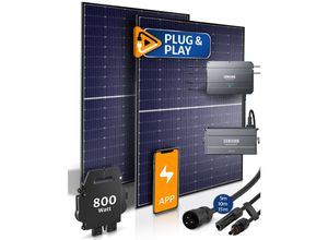 8720938991363 - 810W Balkonkraftwerk Komplettset inklusive 1kWh Batterie Speicher von StromGanzEinfach - Flachdach Halterung