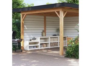 8720942065135 - Prolenta Premium Outdoor-Küchenschränke 3 Stk Weiß Massivholz - Weiß