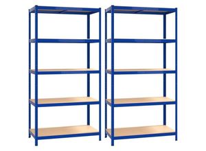 8720942569312 - Maison Exclusive - Regale mit 5 Böden 2 Stk Blau Stahl & Holzwerkstoff - Blau