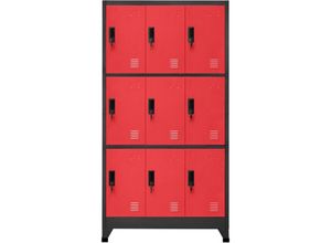 8720942871545 - Maison Exclusive - Schließfachschrank Anthrazit und Rot 90x45x180 cm Stahl - Anthrazit