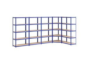 8720942922537 - Regale mit 5 Böden 5 Stk Blau Stahl & Holzwerkstoff - Blau - Maison Exclusive