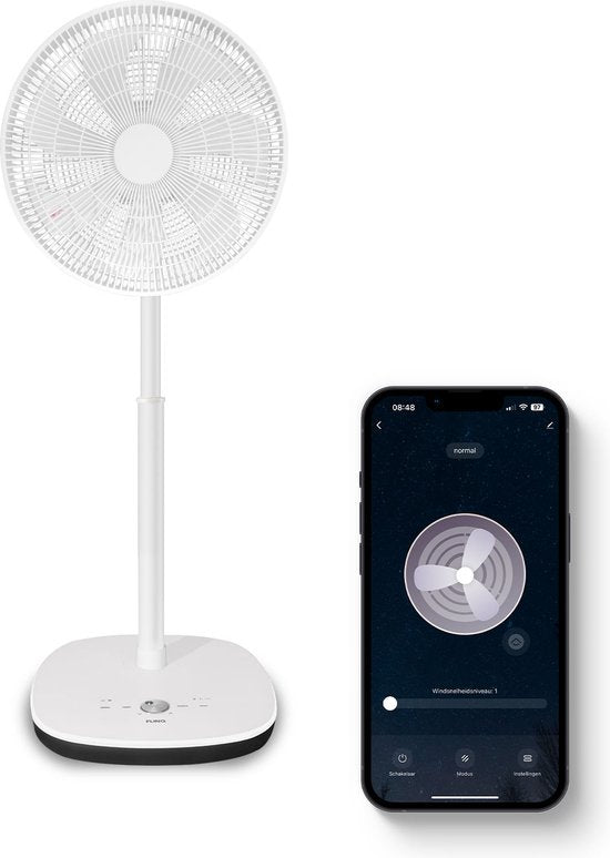 8720955003780 - Smart Fan - Stativ-Ventilator - Standventilator - Leiser Ventilator mit 90° Drehung - Steuerung per App oder Fernbedienung - Weiß