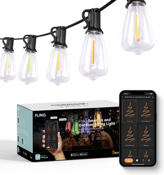 8720955006286 - Smart Light String Premium - LED-Lichtgirlande für den Außenbereich - Gartenbeleuchtung 15 Meter langes Kabel - Girlande mit RGB-Lichtern - Stimmungslichter   Partylichter - Partylichter