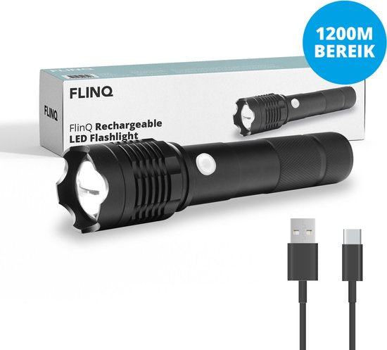 8720955006996 - LED-Taschenlampe - Wiederaufladbar & spritzwassergeschützt - 1200m Reichweite - 1200 lm - 142 x 34 x 34 cm - Schwarz 8720955006996 - LED-Taschenlampe - Wiederaufladbar & spritzwassergeschützt - 1200m Reichweite - 1200 lm - 142 x 34 x 34 cm - Schwarz